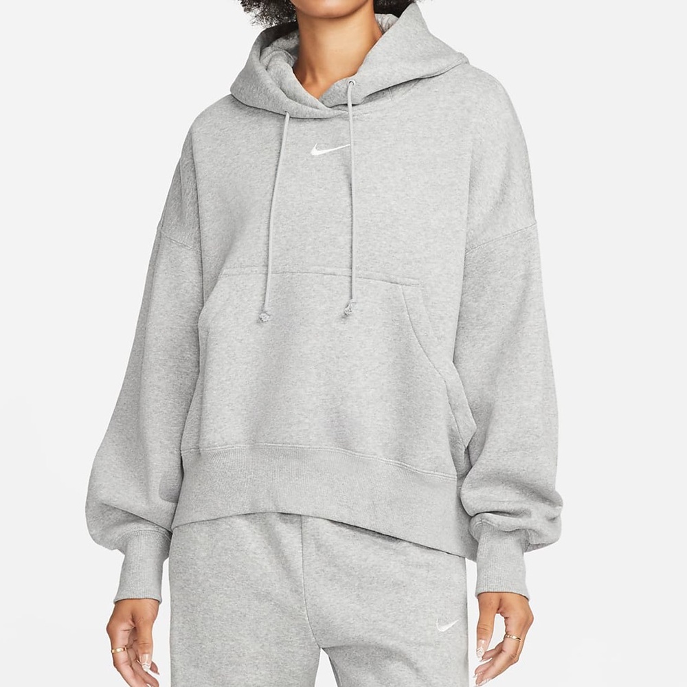 nike sportswear phoenix fleece hoodie - heather gray/grey, oversized, size large